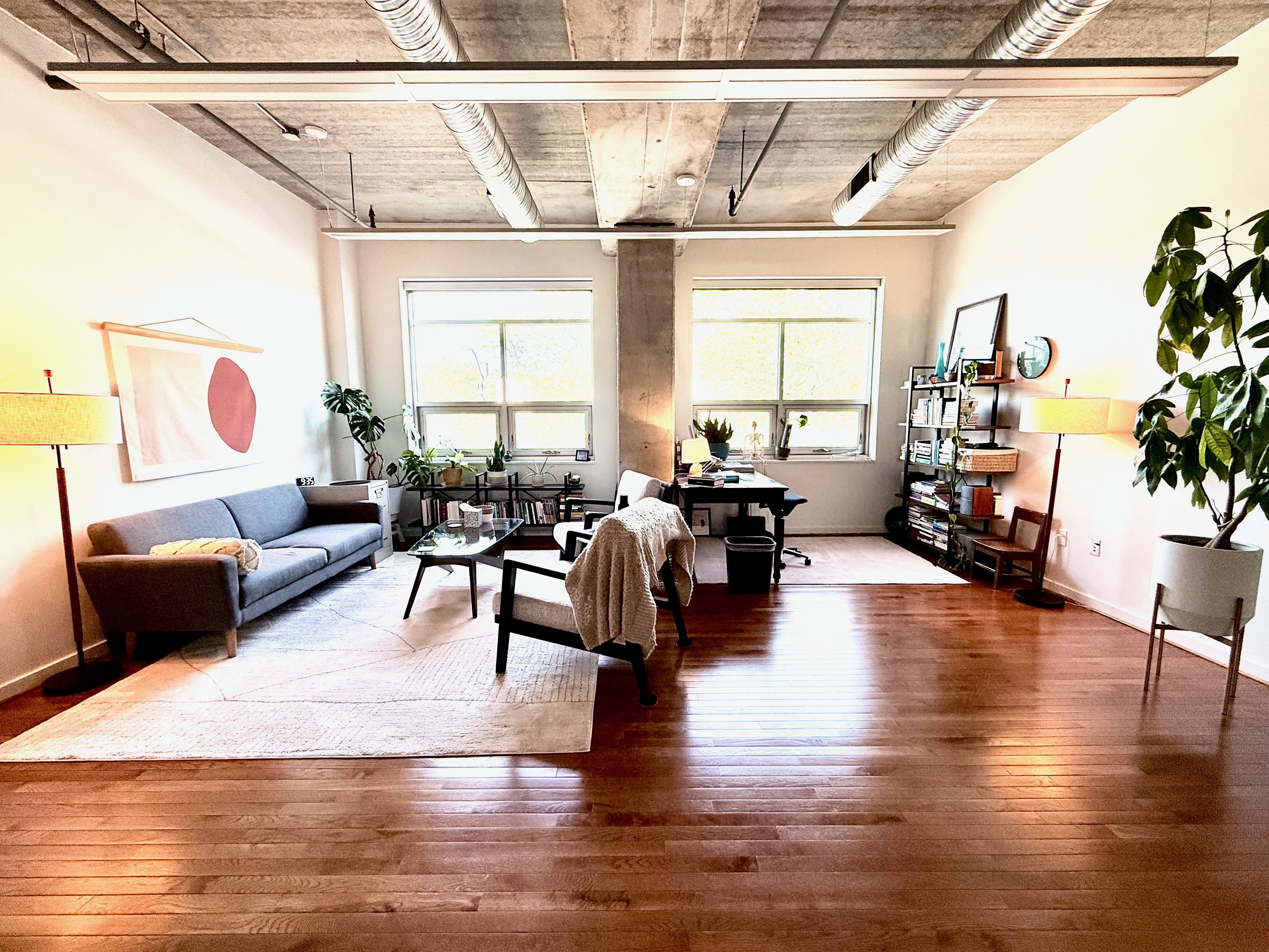 A bright Seva counseling office with comfortable seating.